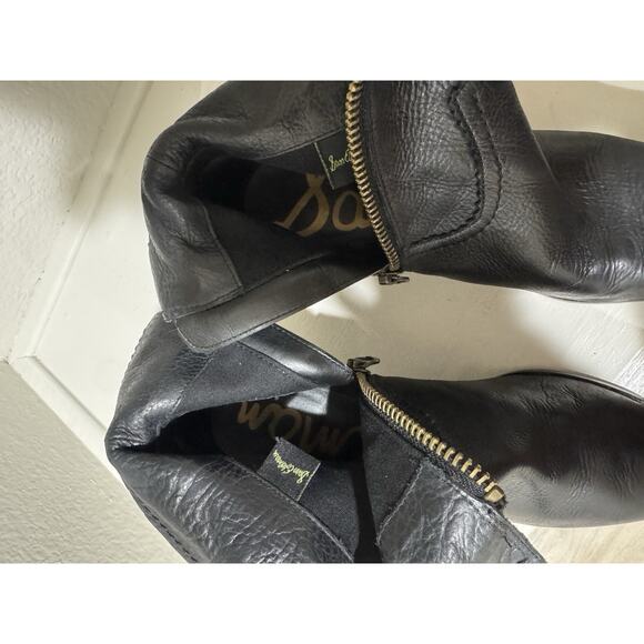 Black Leather Fringe Ankle Boots Booties Western Style - Picture 6 of 8